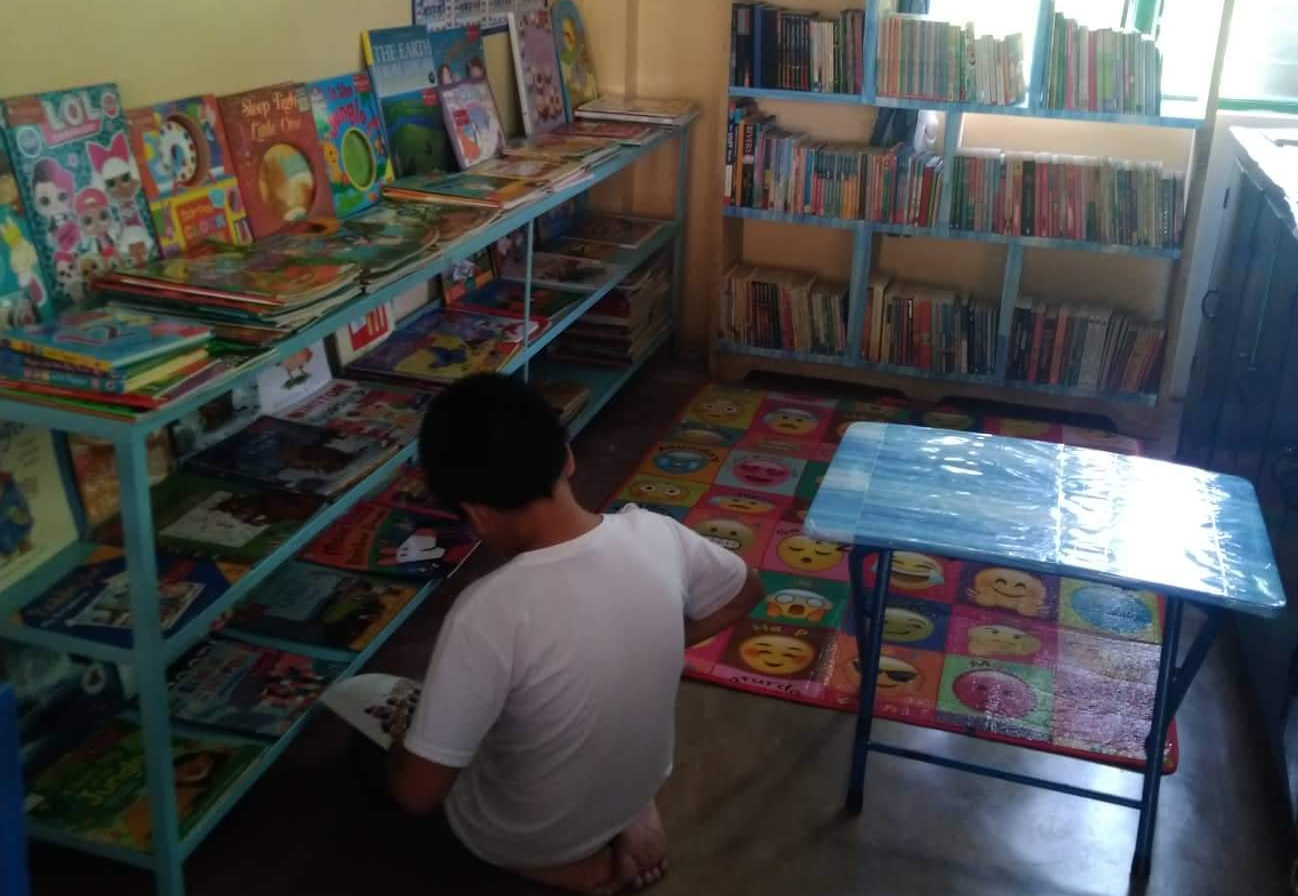 School reading area with donated books from heart for Philippines